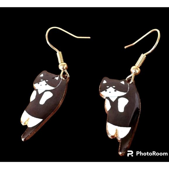 Cat Earrings New Black White Kitty Lover Dangle Hooks Christmas Birthday… - Picture 9 of 12
